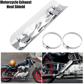 img 3 attached to 🔥 Universal Motorcycle Flame Exhaust Pipe Heat Shield by Qiilu - Silver Aluminum Muffler Cover Guard for Enhanced Heat Insulation