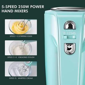 img 3 attached to REDMOND Hand Mixer Electric 5 Speed - Powerful 250W Kitchen Mixer with 4 Stainless Steel Attachments - Glacier Green