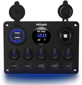 img 4 attached to 🚀 Power Up Your RV or Boat with Nilight 90101E: 5 Gang Rocker Dual USB Charger, Digital Voltmeter & 12V Outlet Pre-Wired Switch Panel with Circuit Breakers - 2 Years Warranty