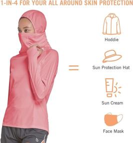 img 3 attached to 👚 BALEAF Women's Hiking Long Sleeve Shirts with Face Cover Neck Gaiter - UPF 50+ Lightweight, Quick-dry SPF Fishing Running Hoodie