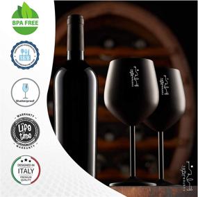 img 3 attached to Gusto Nostro 18 oz Stainless Steel Wine Glasses - Unbreakable Stemmed Goblets for Outdoor Pool Party, Anniversary and Wedding Toasting - Elegant Matte Black Drinkware for Cocktails - Set of 2