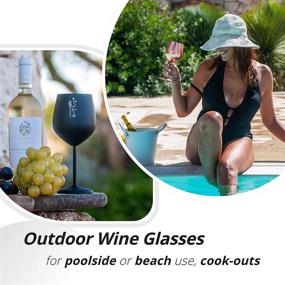 img 2 attached to Gusto Nostro 18 oz Stainless Steel Wine Glasses - Unbreakable Stemmed Goblets for Outdoor Pool Party, Anniversary and Wedding Toasting - Elegant Matte Black Drinkware for Cocktails - Set of 2