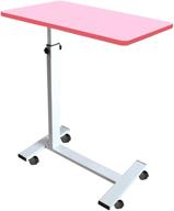 🛋️ height adjustable small space sofa side table with wheels - pink portable desk for home office, living room & bedroom; tv tray, bedside, study & writing table for students logo