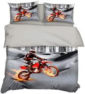 🏁 amtan 3d dirt bike motocross racing bed set - perfect gift for kids, teens, and racing enthusiasts - 1 duvet cover + 2 pillowcases in multiple sizes logo