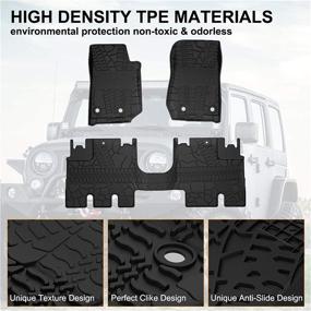 img 2 attached to 🚙 Kiwi Master 2014-2018 Jeep Wrangler JK 4-Door TPE Всепогодный набор оригинальных полов OEM Slush для передних и задних дверей (не для 2-х дверей и JL) 82213860