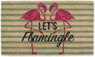 🦩 dii animal-inspired natural coir doormat, 18x30", 'flamingle flamingo' edition logo