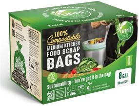 img 3 attached to 🌱 UNNI 100% Compostable Bags: Heavy Duty 0.85 Mils, 6-8 Gallon, 30 Liter, 50 Count | Food Scrap Bags for Medium Compost Bin | Approved by ASTM D6400, US BPI & Europe OK Compost Home | San Francisco Certified