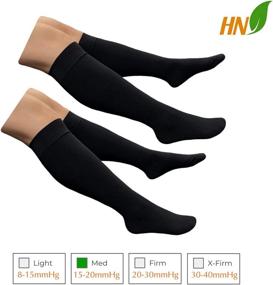 img 3 attached to 🧦 HealthyNees Closed Toe Plus Size 15-20 mmHg Compression Calf Socks - Black 2 Pairs, 2X-Large