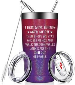 img 4 attached to Fufendio Best Friend Birthday Gifts for Women - Friendship Gifts - Funny Gifts Idea for Best Friends, Friend Female, Bestie, BFF - Vacuum Insulated Tumbler Cup with Lids and Straws