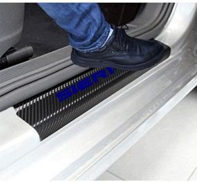 img 3 attached to 🚗 SENYAZON Car Threshold Pedal Sticker for GMC Sierra: Upgrade Blue Carbon Fibre Vinyl Scuff Plate for Truck Decoration - Best Car Accessories!