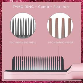img 2 attached to TYMO Ring Pink Hair Straightener Brush: Professional Salon at Home! 20s Fast Heating, 5 Temp Settings & Anti-Scald – Hair Straightening Iron with Built-in Comb