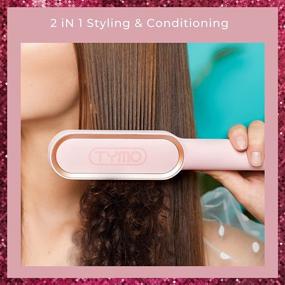 img 1 attached to TYMO Ring Pink Hair Straightener Brush: Professional Salon at Home! 20s Fast Heating, 5 Temp Settings & Anti-Scald – Hair Straightening Iron with Built-in Comb