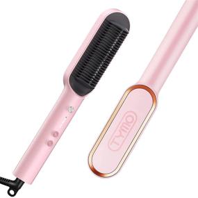 img 4 attached to TYMO Ring Pink Hair Straightener Brush: Professional Salon at Home! 20s Fast Heating, 5 Temp Settings & Anti-Scald – Hair Straightening Iron with Built-in Comb