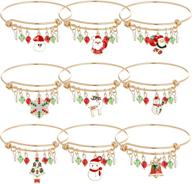 🎄 miraculous garden 9-piece christmas charm bracelet set for women and girls - thanksgiving xmas holiday crystal bell bracelet jewelry logo