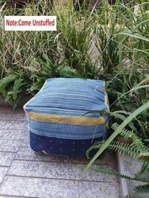 img 3 attached to 🛋️ RISEON Blue Boho Hand Woven Cotton Linen Pouf Cover - Stylish Footstool Ottoman for Living Room, Bedroom, and Under Desk