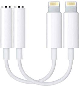 img 4 attached to 🍎 Сертифицированный Apple MFi адаптер для наушников 2-Pack Lightning to 3.5mm для iPhone, адаптер аудио подключения Dongle Cable Converter для iPhone - совместим с iPhone 12 11 Pro XR XS Max X 8 7 и iPad.