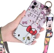 oiluoyu iphone 11 case - 3d cute cartoon silicone protective cover with full protection, wrist strap and lanyard - ideal for children and girls logo