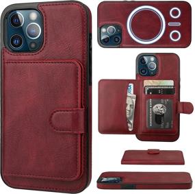 img 4 attached to Bocasal Wallet Case For IPhone 12/12 Pro Compatible With MagSafe Magnetic RFID Blocking Detachable Premium PU Leather Flip Case With Card Slots Holder Kickstand Wireless Charging 6 Cell Phones & Accessories