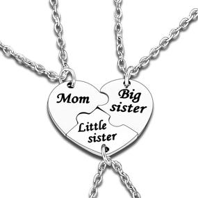 img 4 attached to 👩 Set of 3 Nimteve Mother Daughter Matching Jewelry - Keychain Necklace Gift Set for Mom, Big Sister & Little Sister