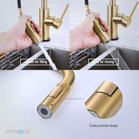 img 1 attached to 🥇 FORIOUS Gold Kitchen Faucet: Elegant Pull Down Sprayer, Single Hole & 3 Hole Deck Mount Design, Single Handle Copper Faucets - Champagne Bronze