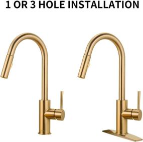 img 3 attached to 🥇 FORIOUS Gold Kitchen Faucet: Elegant Pull Down Sprayer, Single Hole & 3 Hole Deck Mount Design, Single Handle Copper Faucets - Champagne Bronze