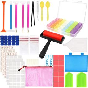 img 4 attached to 🎨 Valentine's Day Craft: 60 Piece 5D Diamond Painting Tools Set for Adults and Kids - DIY Painting Accessories, Cross Sticky Clay, Tray Kits, Fix Tool, Roller Embroidery Box