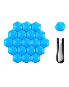 img 4 attached to 🔧 QWORK Car Wheel Lug Nut Covers, Set of 20 Pieces, 21mm Inner Hex Width, Universal Blue Plastic Wheel Bolt Dust Caps with Removal Clip