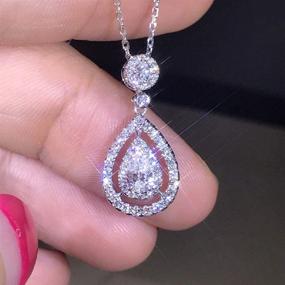 img 4 attached to Stunning 18k Gold-plated Simulation Diamond Necklace with Drop-shaped Pear Pendant - Classy 3A Zircon Jewelry for Women