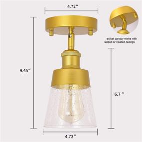 img 1 attached to Minimalist Clear Seeded Glass Flush Mount Light 🔦 for Hallway Farmhouse Kitchen Sink - Modern Gold Fixture