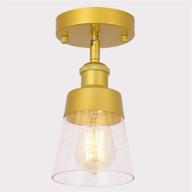 minimalist clear seeded glass flush mount light 🔦 for hallway farmhouse kitchen sink - modern gold fixture логотип