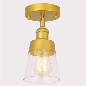 img 4 attached to Minimalist Clear Seeded Glass Flush Mount Light 🔦 for Hallway Farmhouse Kitchen Sink - Modern Gold Fixture