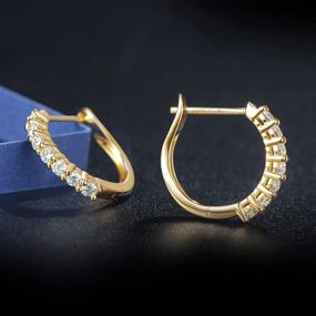 img 1 attached to ✨ FANCIME 14k Solid Gold 0.20cttw Moissanite Hoop Earrings - Small Dainty Huggie Hoops for Women/Girls - Round Cut Prong Setting - D-E Color VVS Clarity - White/Yellow Gold - 15mm