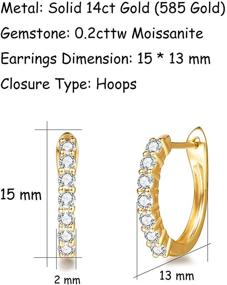 img 3 attached to ✨ FANCIME 14k Solid Gold 0.20cttw Moissanite Hoop Earrings - Small Dainty Huggie Hoops for Women/Girls - Round Cut Prong Setting - D-E Color VVS Clarity - White/Yellow Gold - 15mm