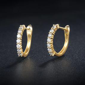 img 2 attached to ✨ FANCIME 14k Solid Gold 0.20cttw Moissanite Hoop Earrings - Small Dainty Huggie Hoops for Women/Girls - Round Cut Prong Setting - D-E Color VVS Clarity - White/Yellow Gold - 15mm