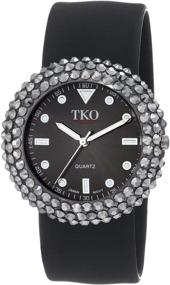 img 3 attached to ⌚️ TKO ORLOGI Women's TK613BK Watch with Swarovski Crystal Accents and Black Rubber Band