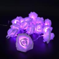 🌹 outdoor 20 led battery operated string romantic rose flower fairy light lamp for valentine's day, wedding, room, garden, christmas, patio, festival party decor (purple) логотип