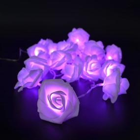 img 4 attached to 🌹 Outdoor 20 Led Battery Operated String Romantic Rose Flower Fairy Light Lamp for Valentine's Day, Wedding, Room, Garden, Christmas, Patio, Festival Party Decor (Purple)