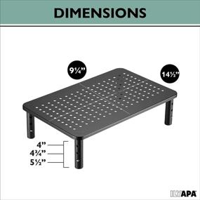 img 3 attached to 🖥️ Ilyapa Computer Monitor Riser Set of 2 - Adjustable Height Vented Metal Desktop Risers for Computer Monitors, Laptops, Printers, TVs & More