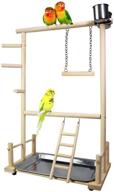 🪵 wood perch gym stand training ladder with feeders and toys - ideal playground for hamiledyi parakeets, cockatiels, lovebirds, parrots, and finches logo