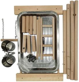 img 1 attached to 🪵 Wood Perch Gym Stand Training Ladder with Feeders and Toys - Ideal Playground for Hamiledyi Parakeets, Cockatiels, Lovebirds, Parrots, and Finches