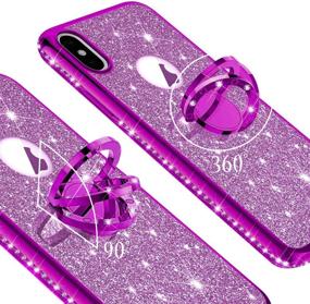 img 3 attached to 💎 Чехол IKASEFU Crystal Bling Purple для iPhone X/XS - Сияющий блестящий камень, силиконовая накладка сринг-корзинкой - Роскошная блестящая алмазная мягкая защитная крышка из ТПУ