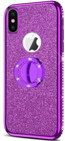 img 2 attached to 💎 Чехол IKASEFU Crystal Bling Purple для iPhone X/XS - Сияющий блестящий камень, силиконовая накладка сринг-корзинкой - Роскошная блестящая алмазная мягкая защитная крышка из ТПУ