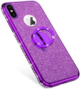 img 1 attached to 💎 Чехол IKASEFU Crystal Bling Purple для iPhone X/XS - Сияющий блестящий камень, силиконовая накладка сринг-корзинкой - Роскошная блестящая алмазная мягкая защитная крышка из ТПУ