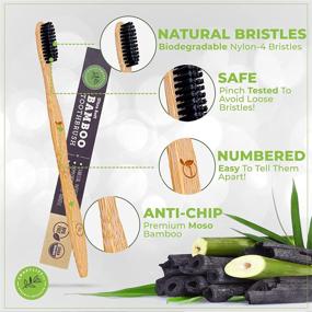 img 2 attached to 🌿 12 Pack of Charcoal Bamboo Toothbrushes - Natural Extra Soft Bristles, Biodegradable Bulk Toothbrush Set, Compostable Eco Friendly Wooden Toothbrush for Adults &amp; Kids, BPA Free, Organic &amp; Zero Waste