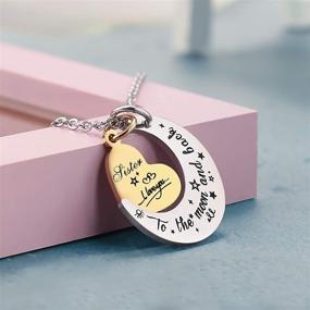 img 2 attached to Stainless Steel Engraved 'I Love You to The Moon and Back' Necklace - Perfect Daughter Gift from Mom/Sister