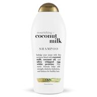 шампунь ogx с маслом кокоса для укрепления и здоровья волос, 25,4 жид. унции - без парабенов, без сульфатов. логотип