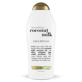 img 4 attached to OGX Coconut Milk Moisturizing Shampoo for Strong 🥥 & Healthy Hair, 25.4 fl oz - Paraben-Free, Sulfate-Free