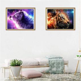 img 1 attached to 🎨 Yomiie 2 Pack 5D Diamond Painting Tiger Wolf Full Drill by Number Kits, Colorful Beast Paint with Diamonds Art Animal Rhinestone Embroidery Cross Stitch Craft for Home Room Decoration, 12x16 inch - Enhance SEO