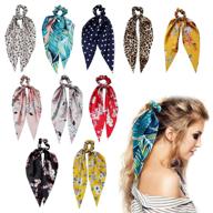 🌈 10 pcs amazing universe detachable hair scarf scrunchies set - satin and chiffon ribbon bowknot scrunchies pack for women and girls, multicolored ponytail accessories logo