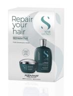 💪 alfaparf milano semi di lino reconstruction reparative sulfate free shampoo and mask for damaged hair - duo pack - strengthening, repairing, and protective - includes microfiber hair towel, 1 ct. logo
